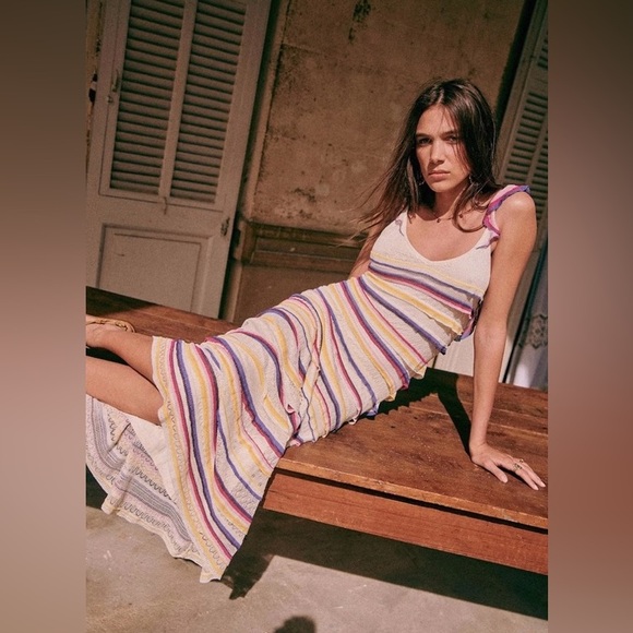 Sezane Marla Dress Striped Multicolor Maxi Dress - Picture 4 of 13